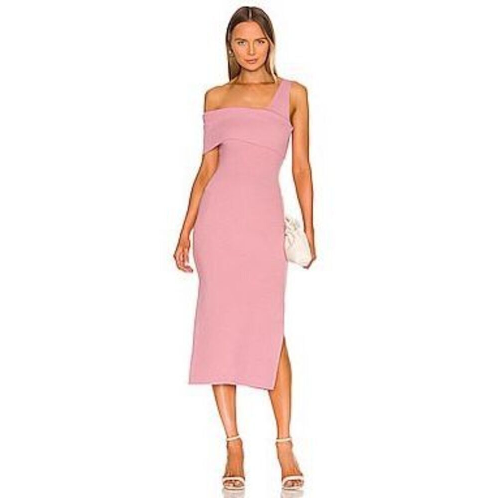 Line & Dot Sylvie Sleeveless one shoulder Midi Dress in Rose size S NWT